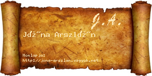 Jóna Arszlán névjegykártya